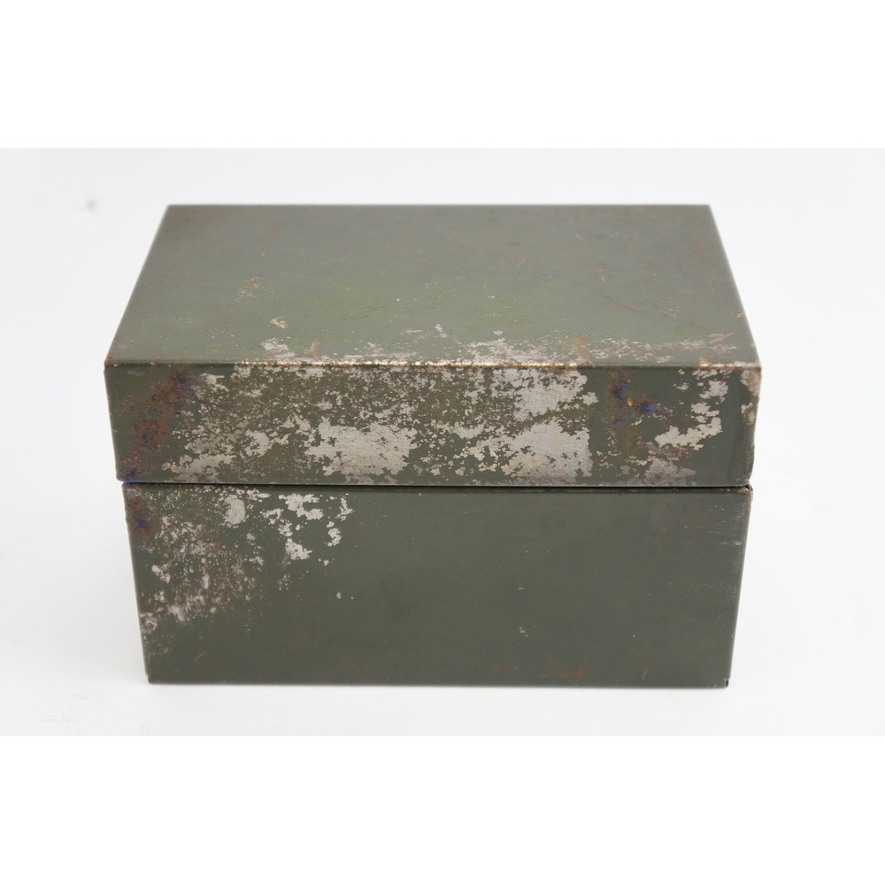 ASCO Card Case Index Box 5x3 Green Metal Vintage Industrial‎ A-Z Dividers Fair
